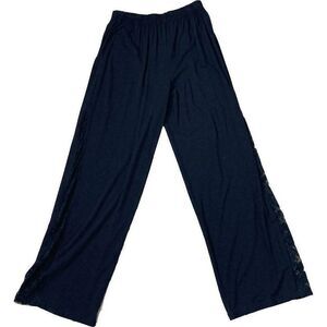 Ela S Black Stretch Pants Lace Insets